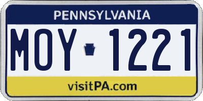 PA license plate MOY1221