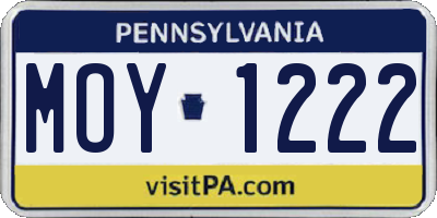 PA license plate MOY1222