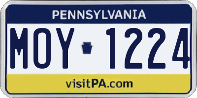 PA license plate MOY1224