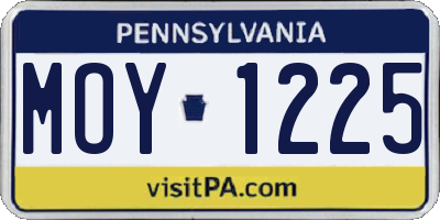 PA license plate MOY1225