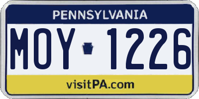 PA license plate MOY1226