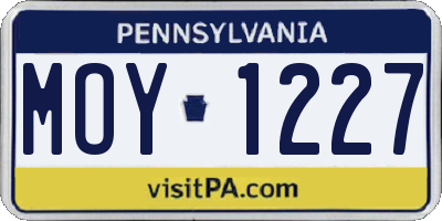 PA license plate MOY1227