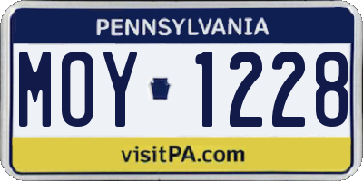 PA license plate MOY1228
