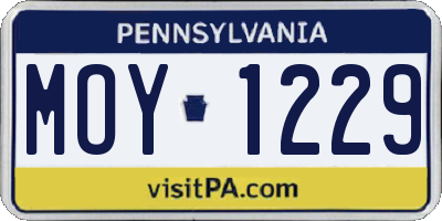 PA license plate MOY1229