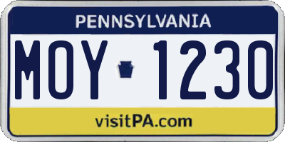 PA license plate MOY1230