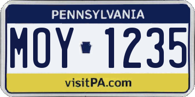PA license plate MOY1235