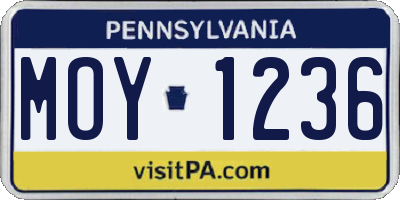 PA license plate MOY1236