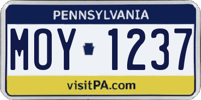 PA license plate MOY1237