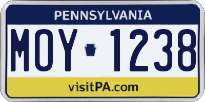 PA license plate MOY1238