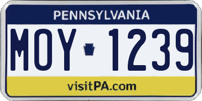 PA license plate MOY1239