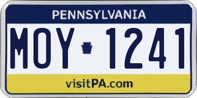 PA license plate MOY1241