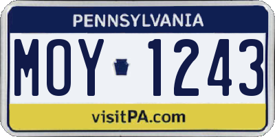 PA license plate MOY1243