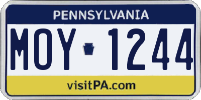 PA license plate MOY1244