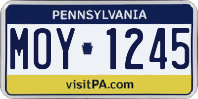 PA license plate MOY1245
