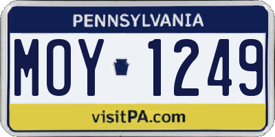 PA license plate MOY1249