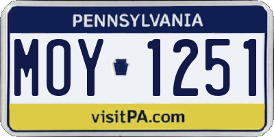 PA license plate MOY1251