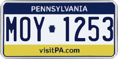 PA license plate MOY1253