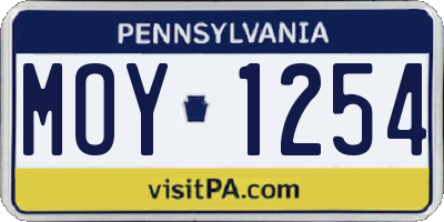 PA license plate MOY1254