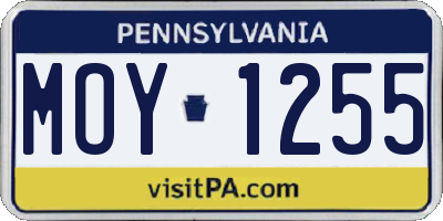PA license plate MOY1255