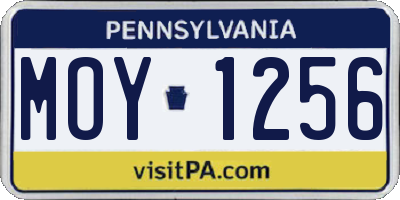 PA license plate MOY1256