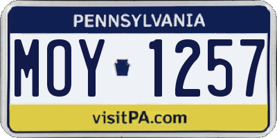 PA license plate MOY1257