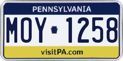 PA license plate MOY1258