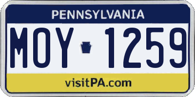PA license plate MOY1259