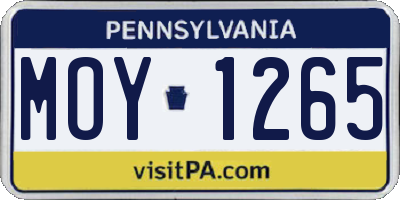 PA license plate MOY1265