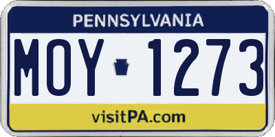 PA license plate MOY1273