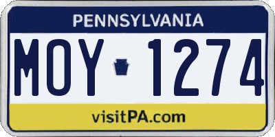 PA license plate MOY1274