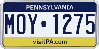 PA license plate MOY1275