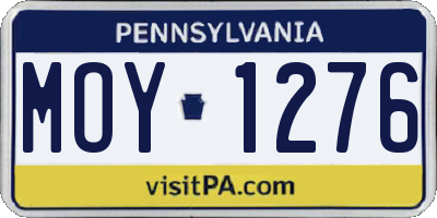 PA license plate MOY1276