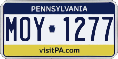 PA license plate MOY1277