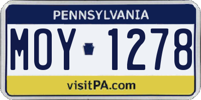 PA license plate MOY1278
