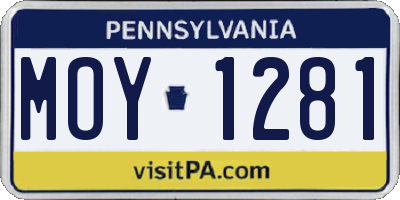 PA license plate MOY1281