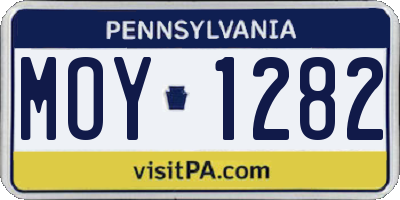 PA license plate MOY1282