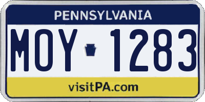 PA license plate MOY1283