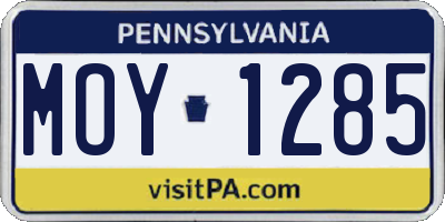 PA license plate MOY1285