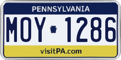PA license plate MOY1286