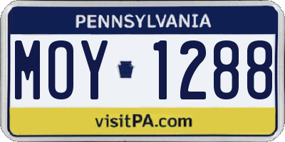 PA license plate MOY1288
