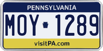 PA license plate MOY1289