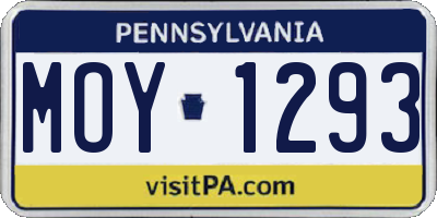 PA license plate MOY1293