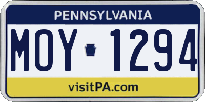 PA license plate MOY1294