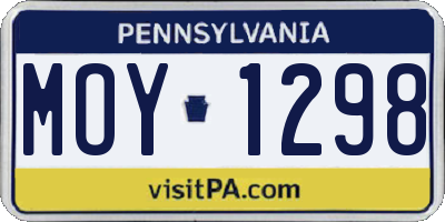 PA license plate MOY1298