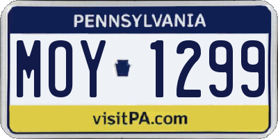 PA license plate MOY1299