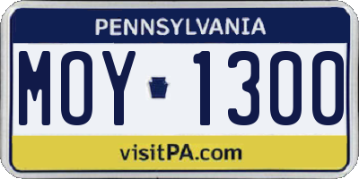PA license plate MOY1300