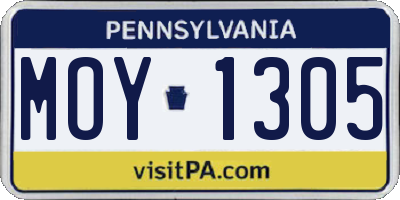 PA license plate MOY1305