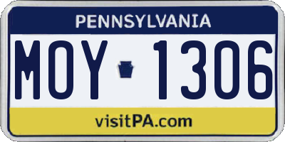 PA license plate MOY1306
