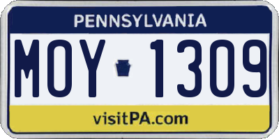 PA license plate MOY1309