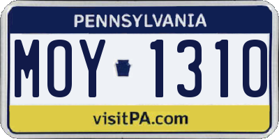 PA license plate MOY1310